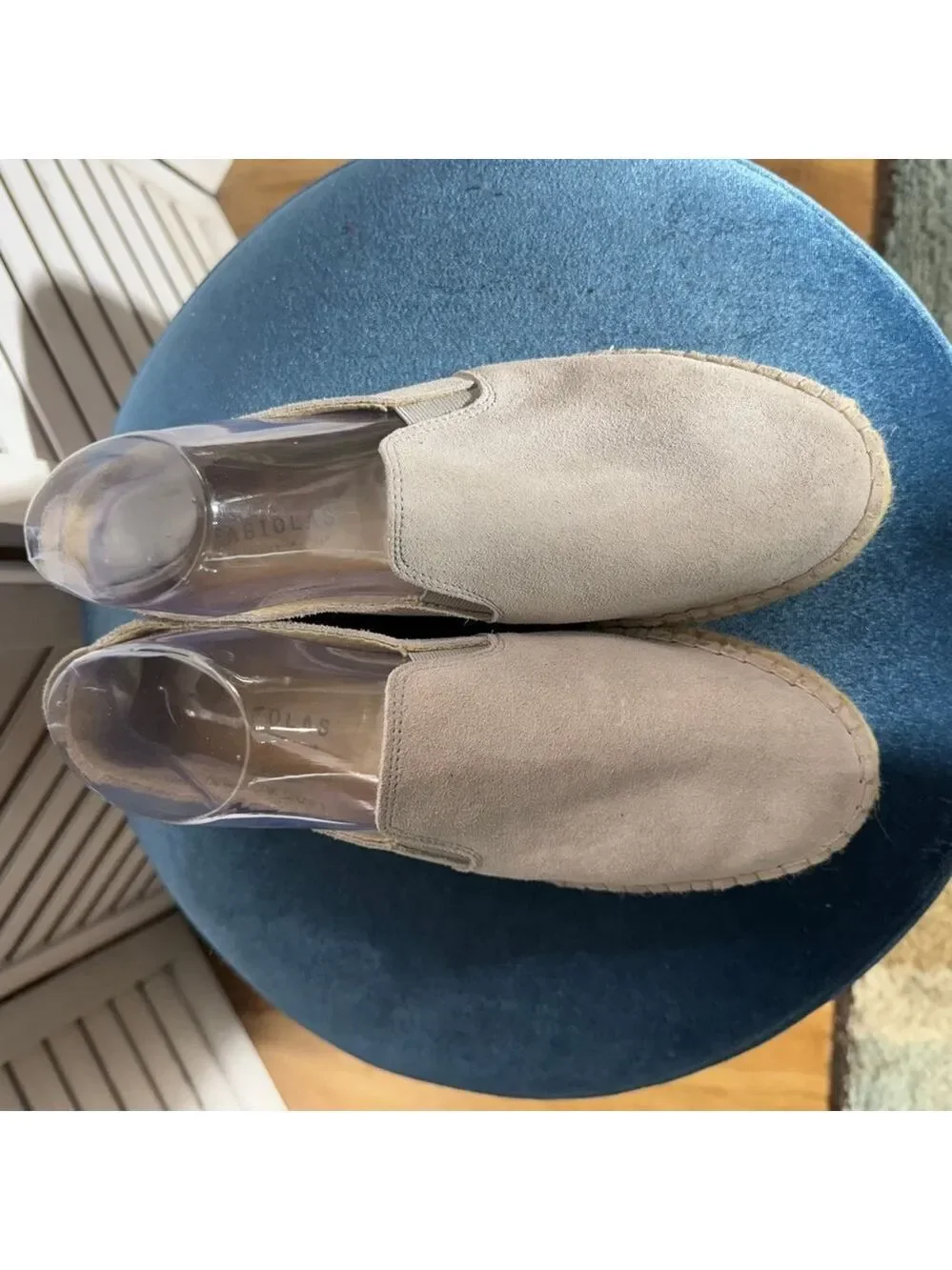Fabiolas made in Spain gray suede leather espadrille slip on shoes women's sz 8